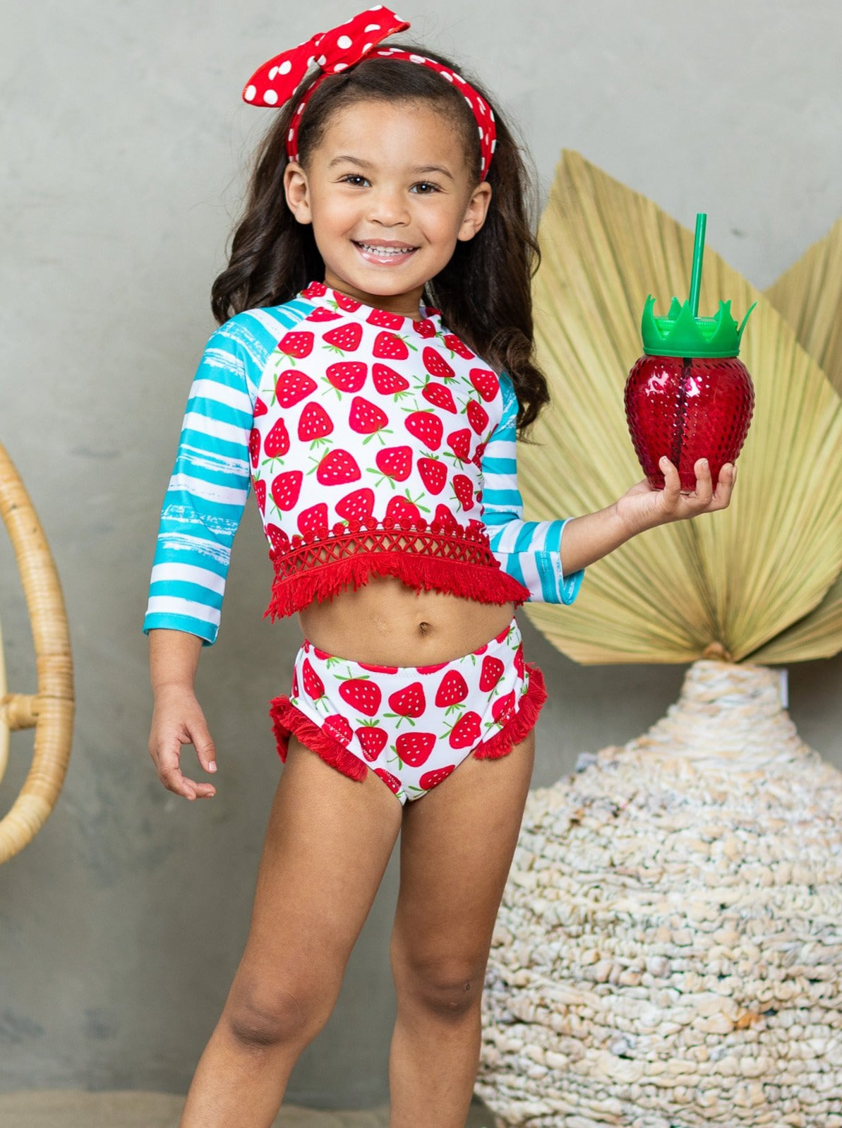Toddler Swimwear  Girls Strawberry Rash Guard Two Piece Swimsuit – Mia  Belle Girls