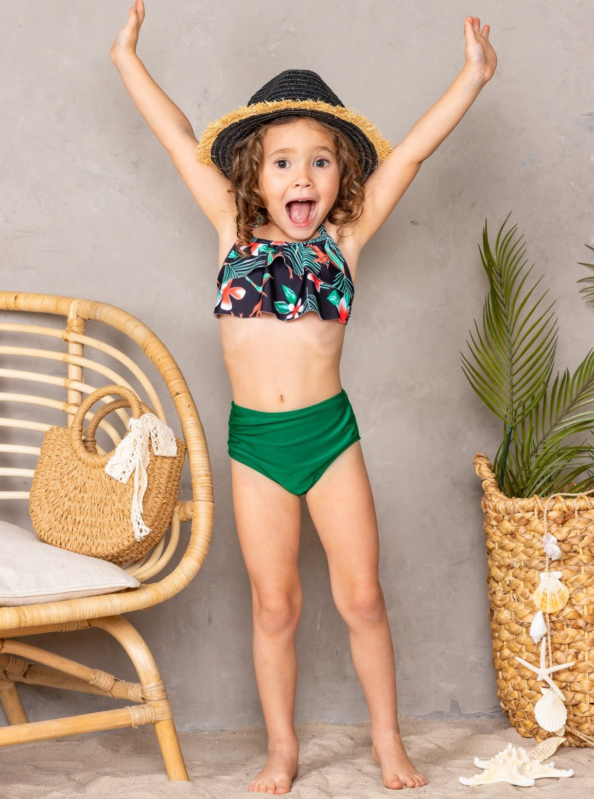 Mommy & Me Swimsuit | Tropical Two-Piece Swimsuit - Mia Belle Girls 