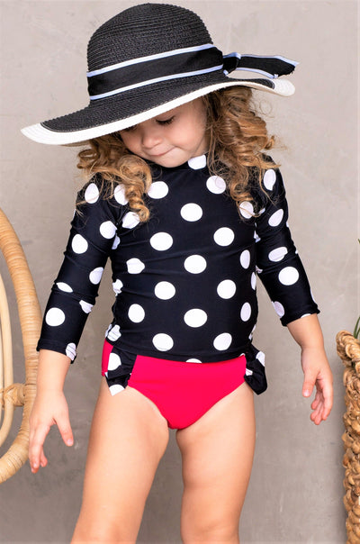 Girls Little Miss Polka Dot Rash Guard Two Piece Swimsuit