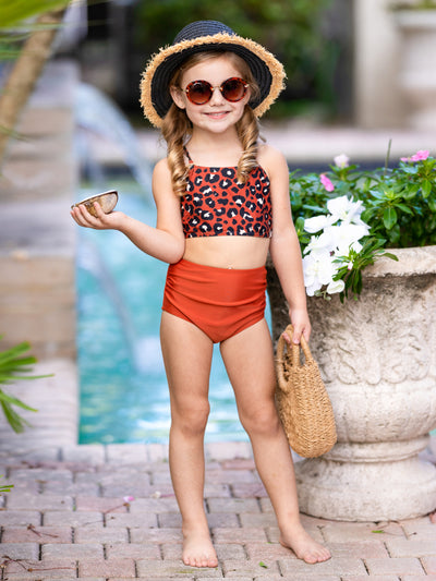 Little Girls Swimwear | Toddler Leopard Print Two Piece Swimsuit