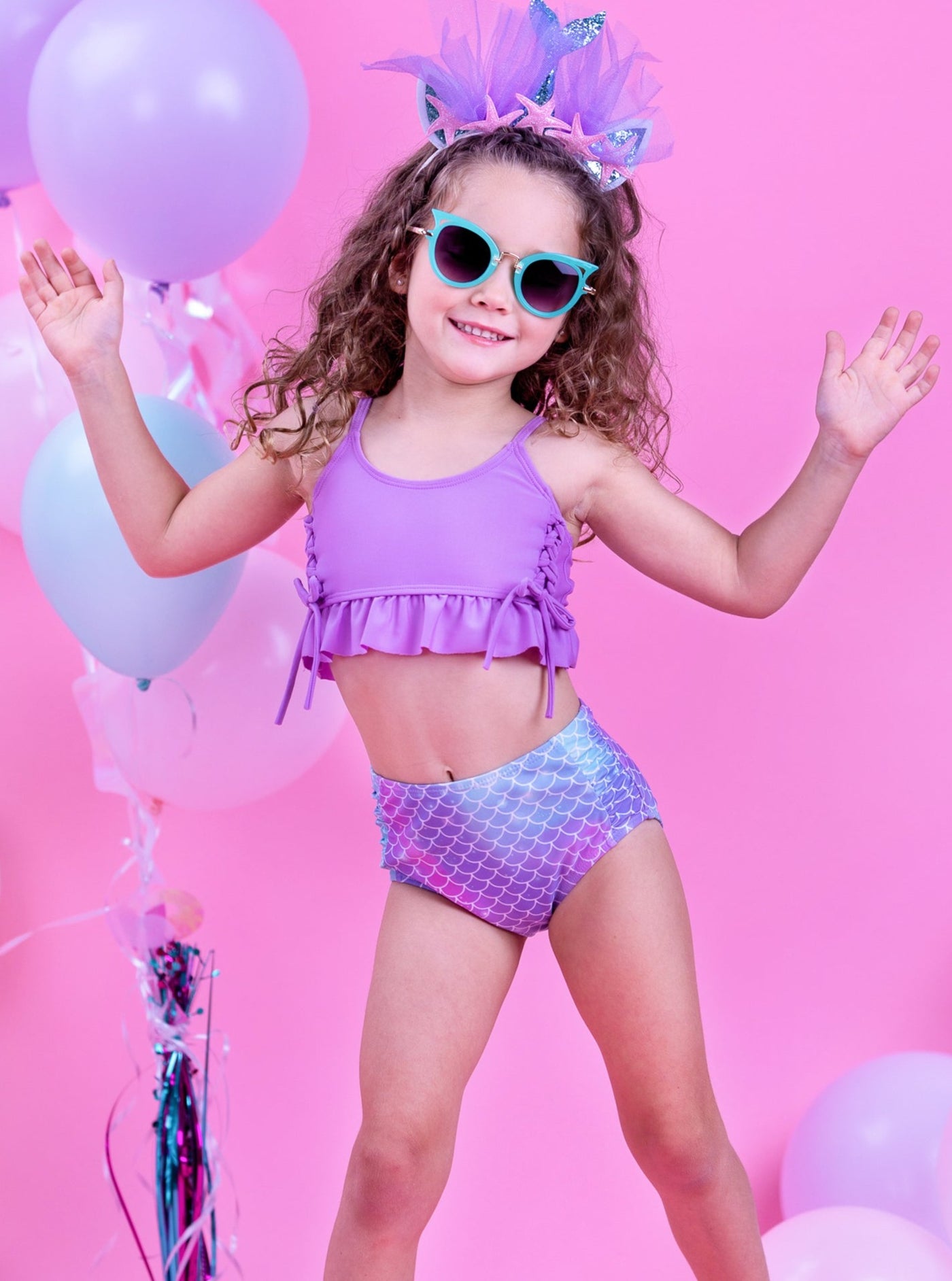 Little Girls Swimwear | Tie Dye Mermaid Two Piece Tankini Swimsuit