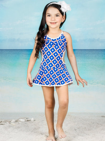 Kids Swimsuits | Girls Ruffled Side Cutout Skirted One Piece Swimsuit