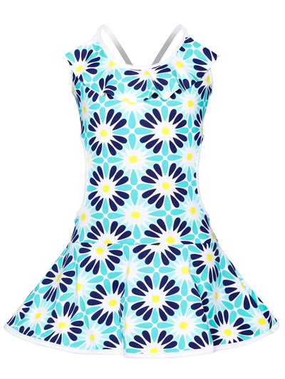 Kids Swimsuits | Girls Ruffled Side Cutout Skirted One Piece Swimsuit
