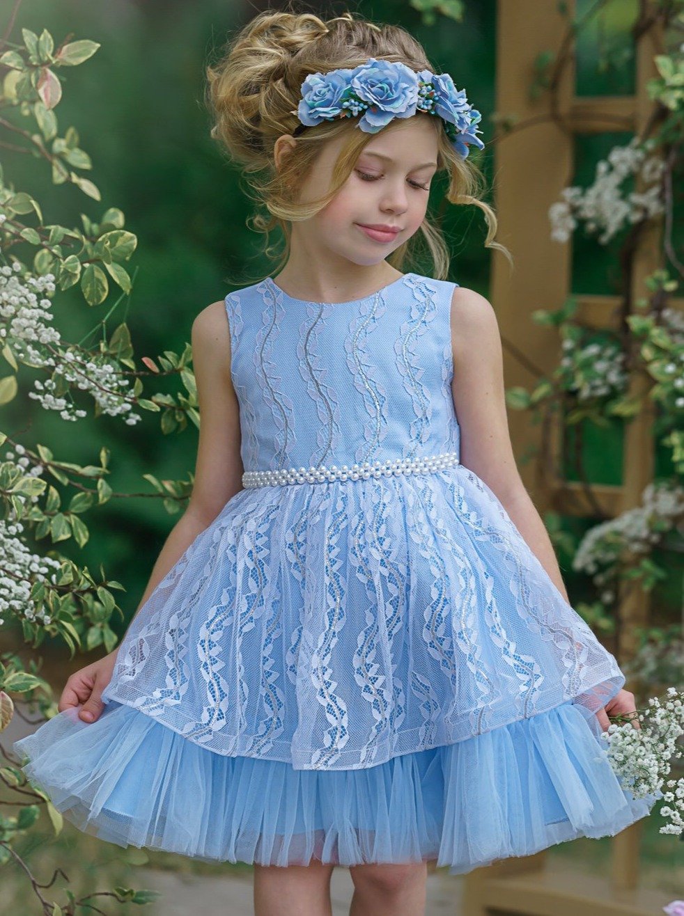 Toddler Dresses | Blue Embroidered Pearl Detail Special Occasion Dress ...