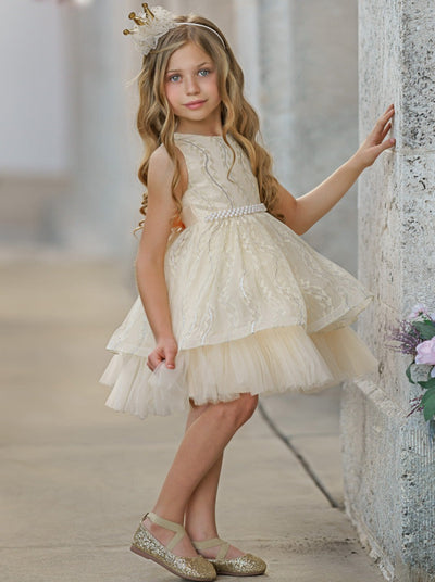 Little Girls Fancy Dresses | Champagne Pearl Special Occasion Dress