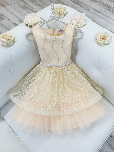 Little Girls Fancy Dresses | Champagne Pearl Special Occasion Dress