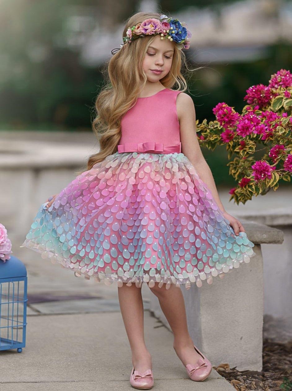 Kids Special Occasion Dresses | Sleeveless Rainbow Raindrop Dress