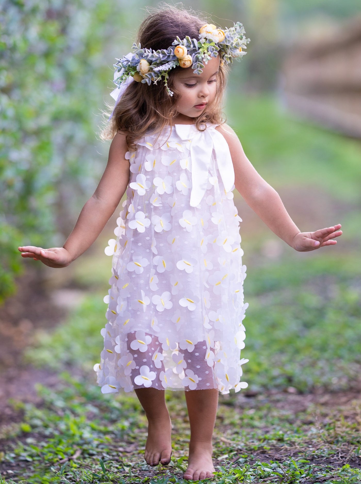 Girls Spring butterfly Applique Dressy Dress 2T-10Y