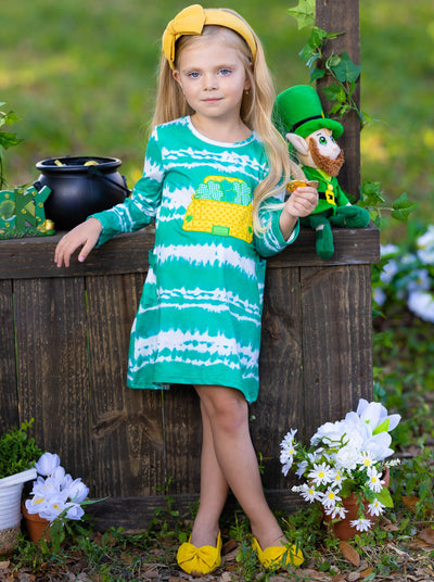 Mia Belle Girls St. Patrick's Day Tie-Dye Dress, Socks And Purse Set