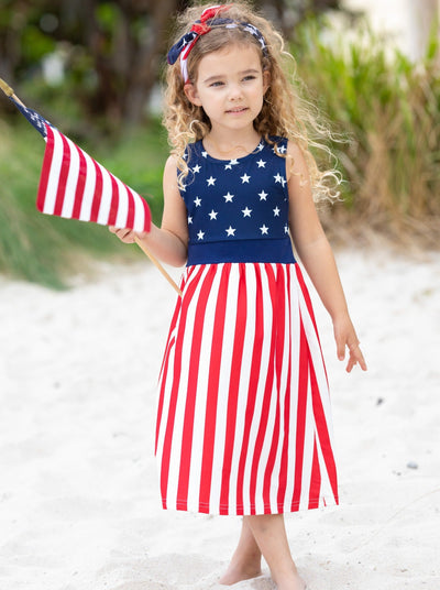 Mommy & Me 4th Of July Dresses | Sleeveless US Flag Maxi Sundress – Mia ...