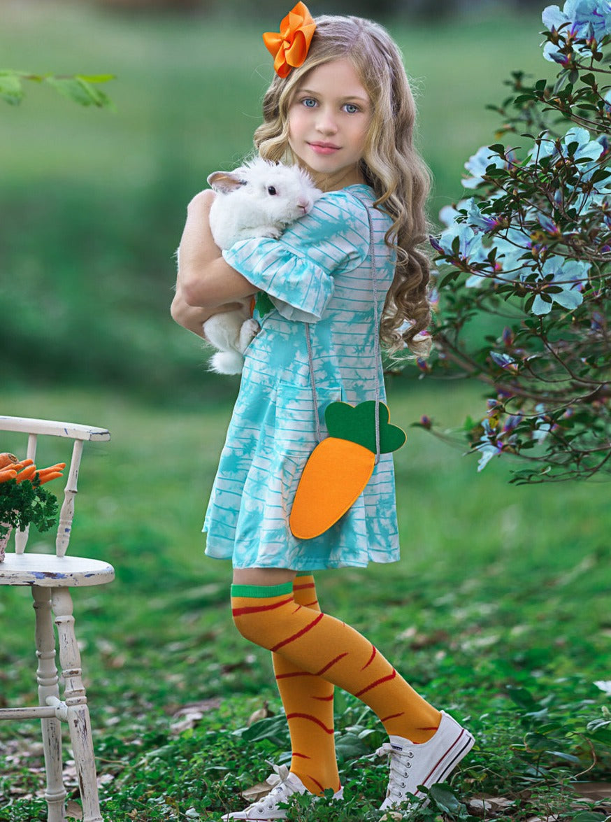 Girls Totally Tie Dye Easter Egg Dress with Socks and Purse Set