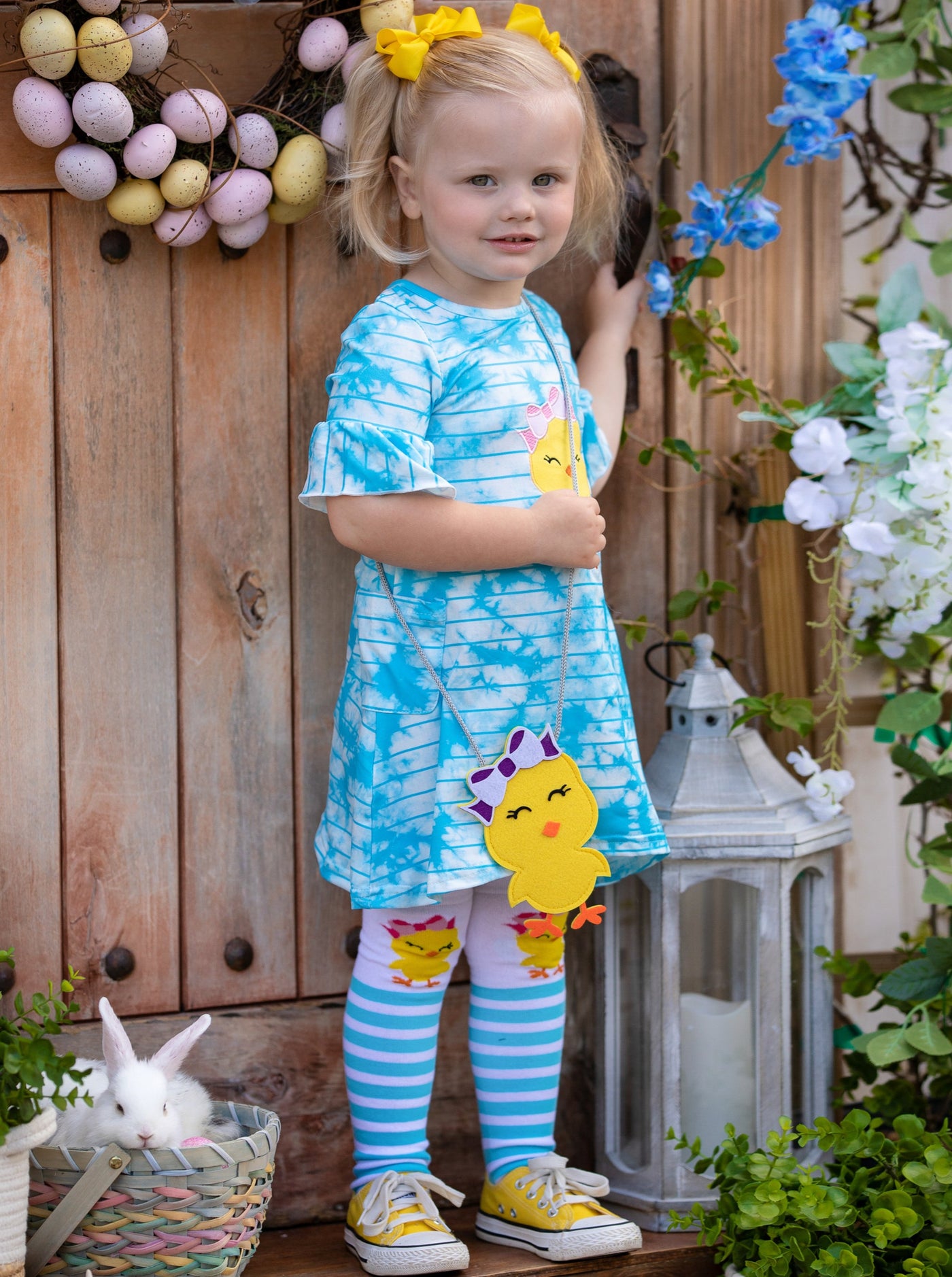 Girls More Tie Dye Please Easter Dress with Socks and Purse Set