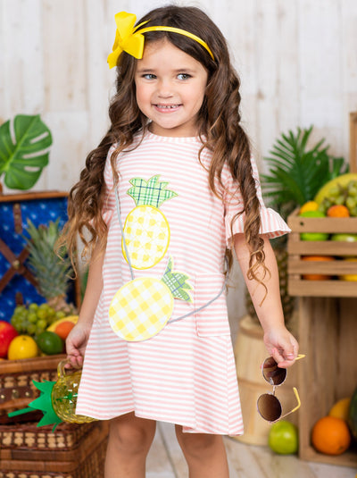 Resort Girls Outfits | Toddler Pineapple Dress & Matching Purse Set