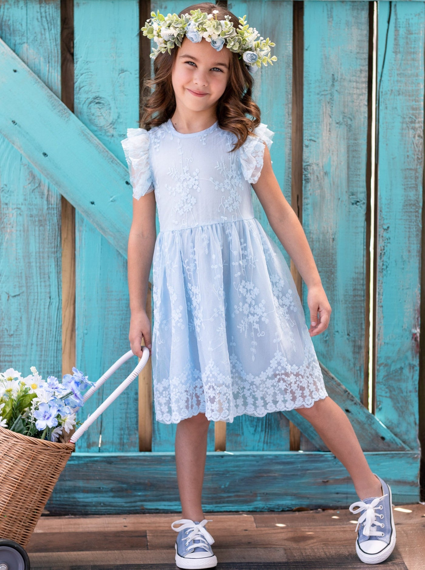Mia Belle Girls Let Your Dreams Blossom Lace Dress