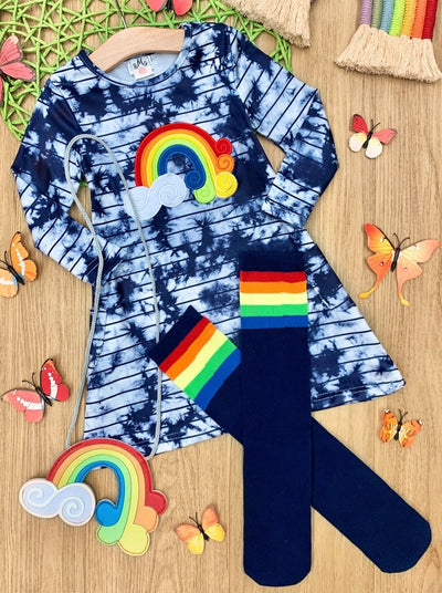 Toddler Spring Dresses | Rainbow Tie-Dye Dress, Knee Socks & Purse Set