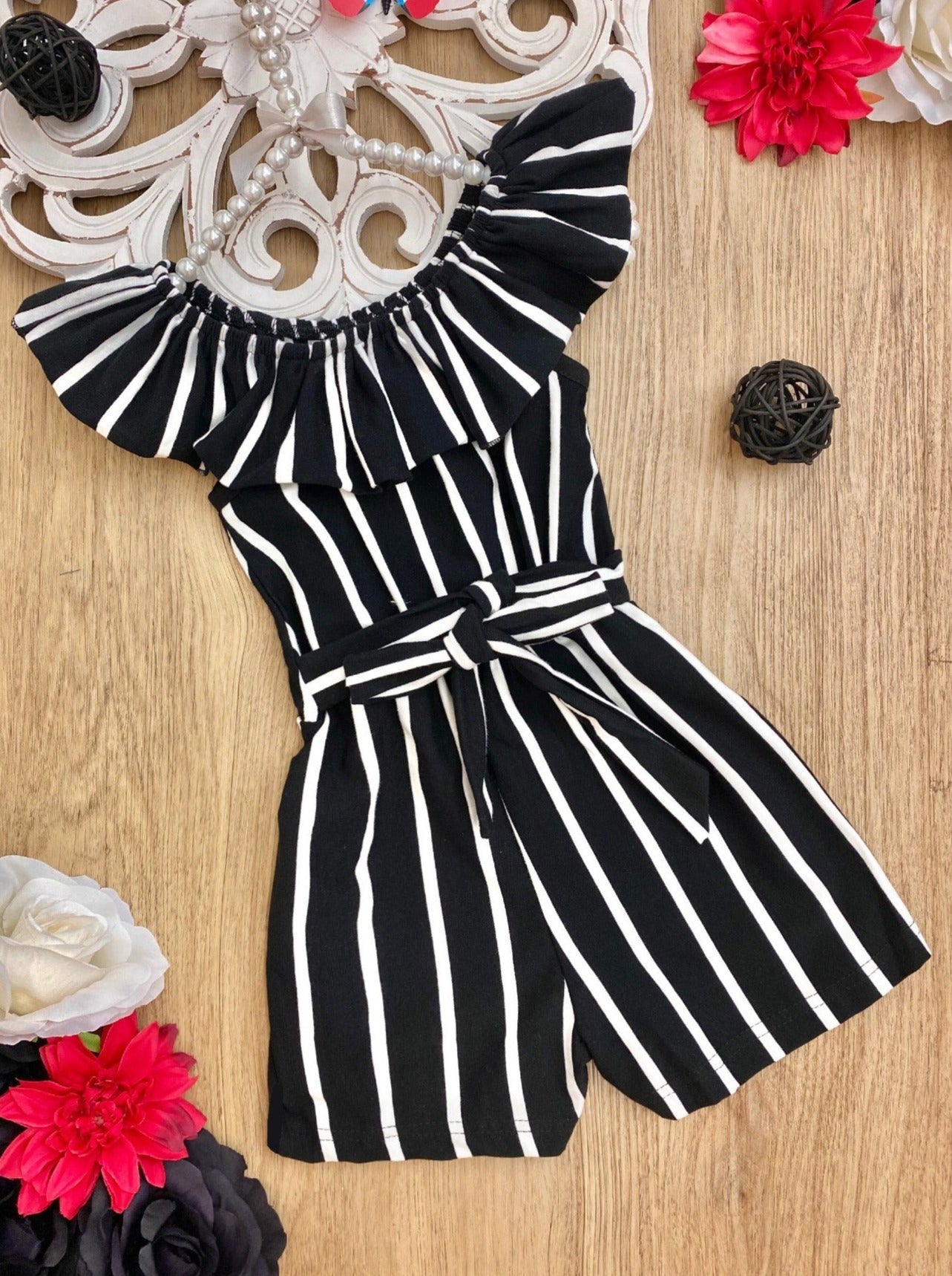 Cute Girls Outfits | Boho Striped Ruffle Romper | Boutique Clothes