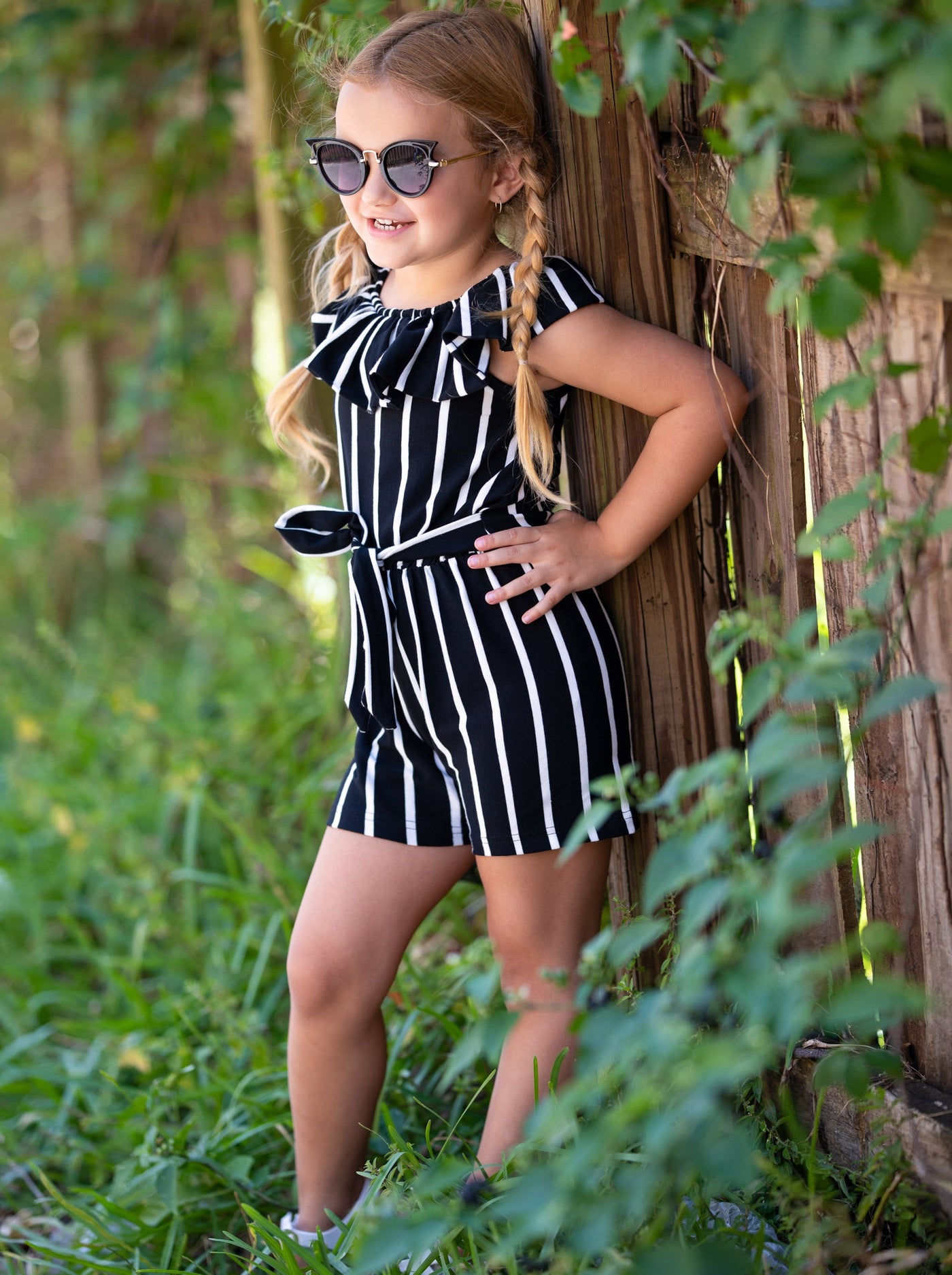 Cute Girls Outfits | Boho Striped Ruffle Romper | Boutique Clothes