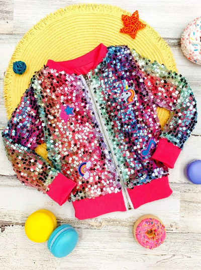 Mia Belle Girls Squared Sequin Bomber Jacket2T-10Y