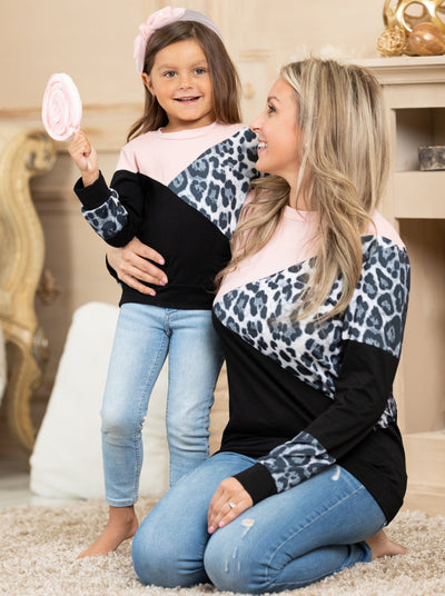 Mommy and Me Matching Tops | Leopard Print Colorblock Tops | Girls Clothes