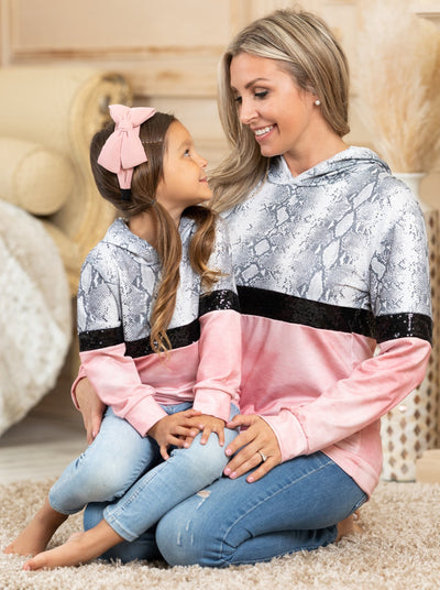 Mommy & Me snake and Pink and sequin Sweater 2T-10Y and mom S to XXL