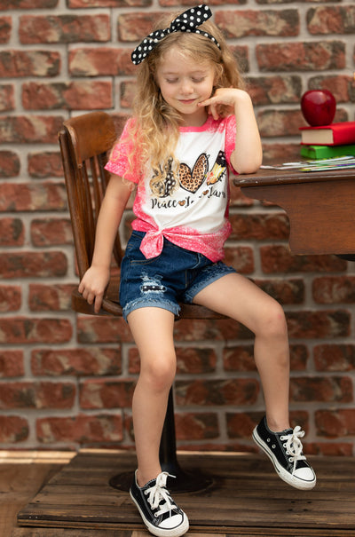 Back To School | Learn Top & Patched Denim Shorts | Mia Belle Girls