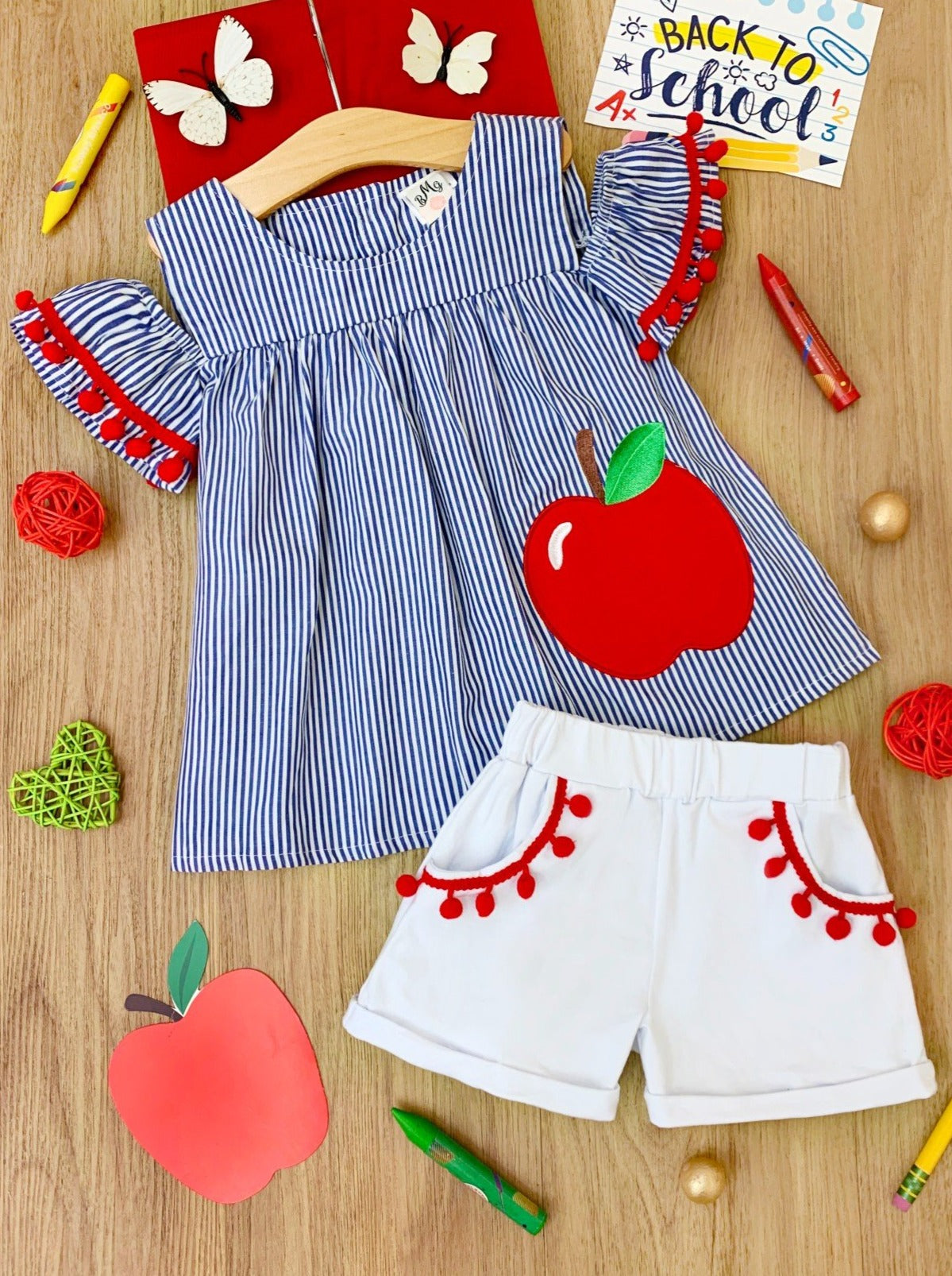First Day of School | Cold Shoulder Top & Shorts Set | Mia Belle Girls
