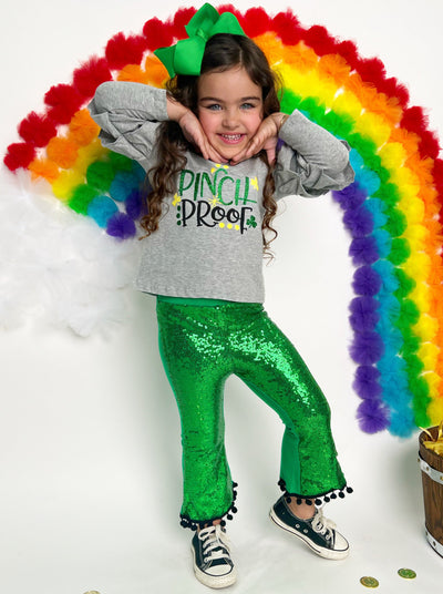 St. Patrick's Day Clothes | Girls Pinch Proof Top & Sequin Pants Set