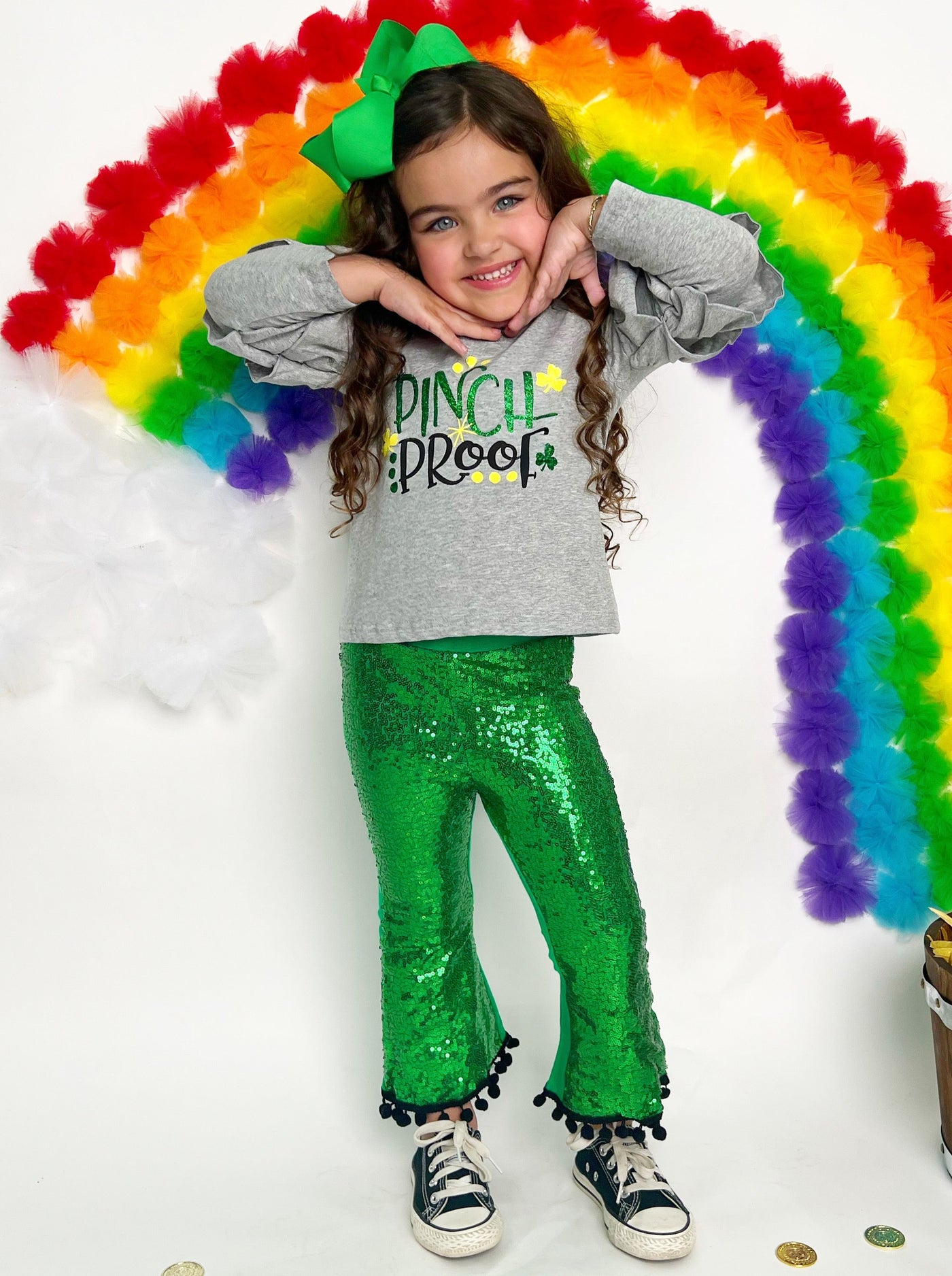 St. Patrick's Day Clothes | Girls Pinch Proof Top & Sequin Pants Set
