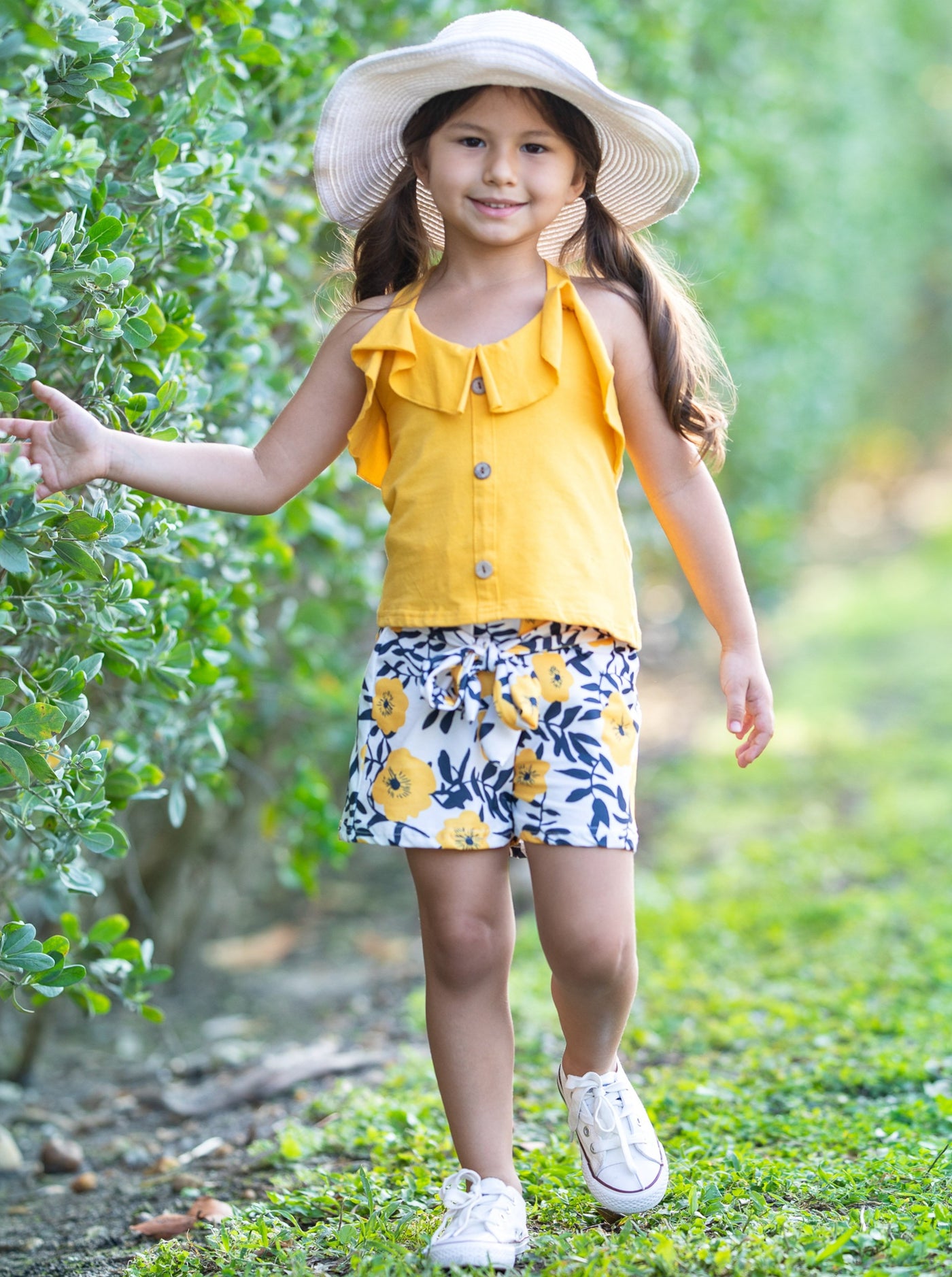 Spring Outfit | Girls Ruffle Tank Top And Paperbag Belted Shorts Set ...