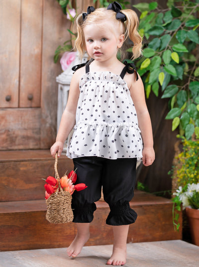 Spring Toddler Outfit | Girls Polka Dot Ruffle Top & Jogger Pants Set