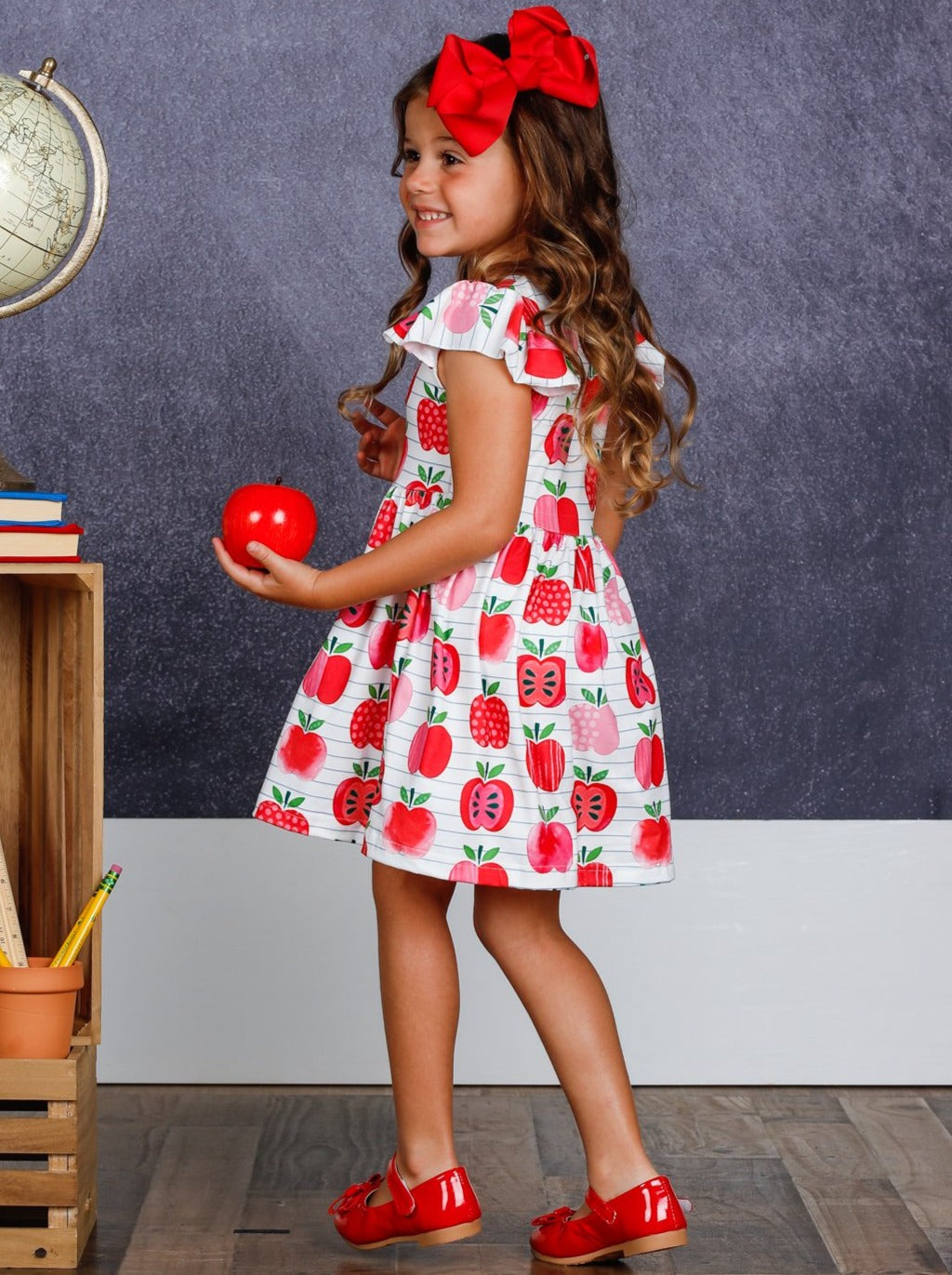Back To School Dress | Apple Print Skater Dress | Mia Belle Girls
