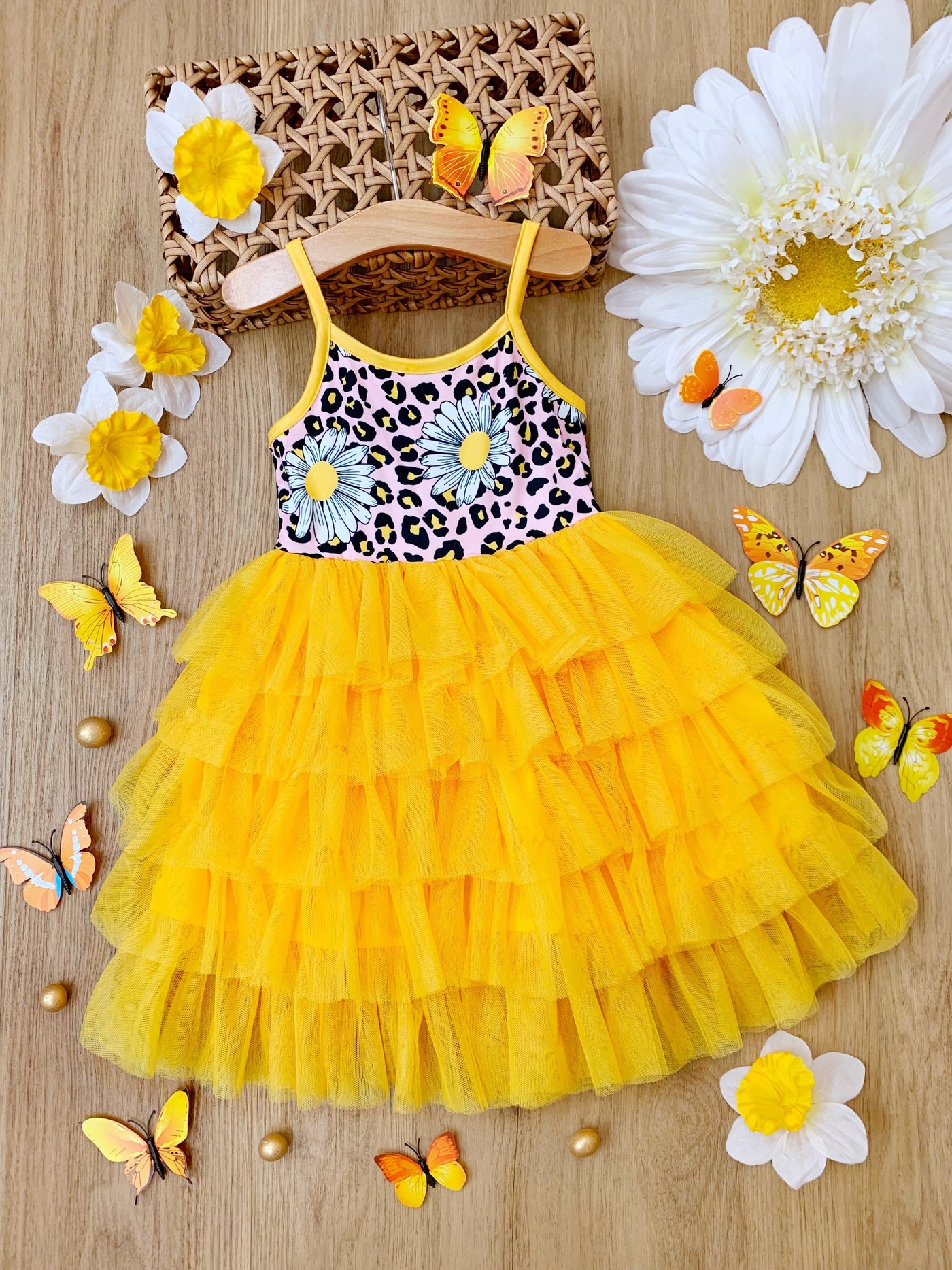 Toddler Spring Dresses | Girls Daisy Sleeveless Tiered Ruffle Dress