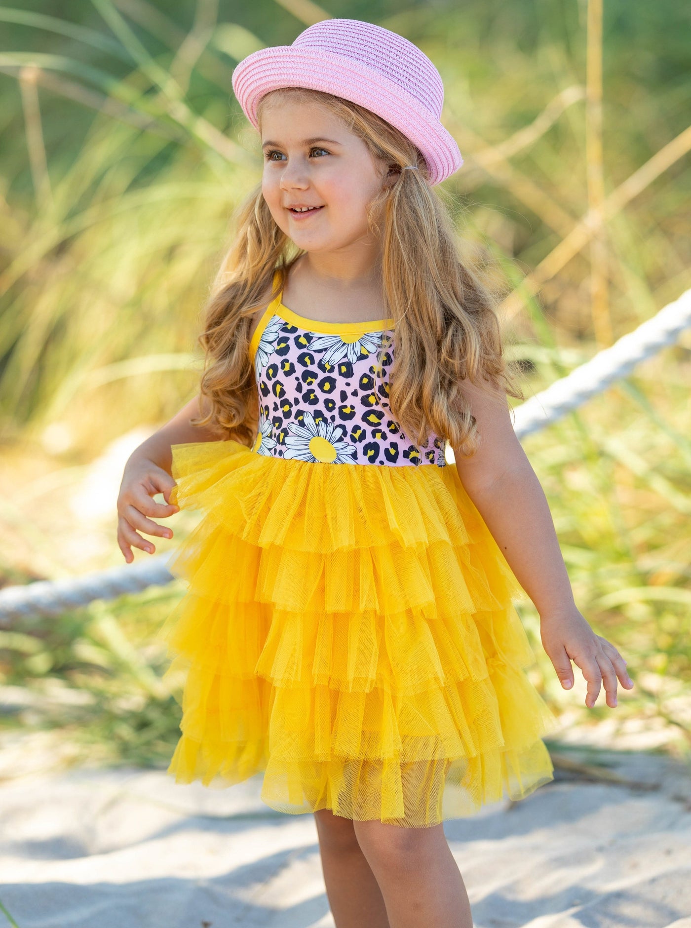 Toddler Spring Dresses | Girls Daisy Sleeveless Tiered Ruffle Dress