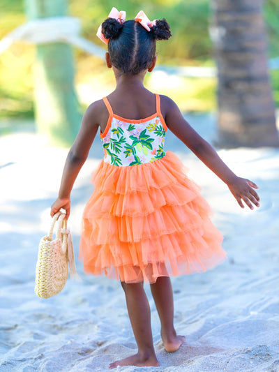 Girls Spring Dresses | Citrus Sleeveless Tiered Ruffle Tulle Dress
