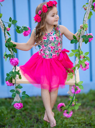 Little Girls Resort Wear | Floral Leopard Print Bodice Tutu Dress