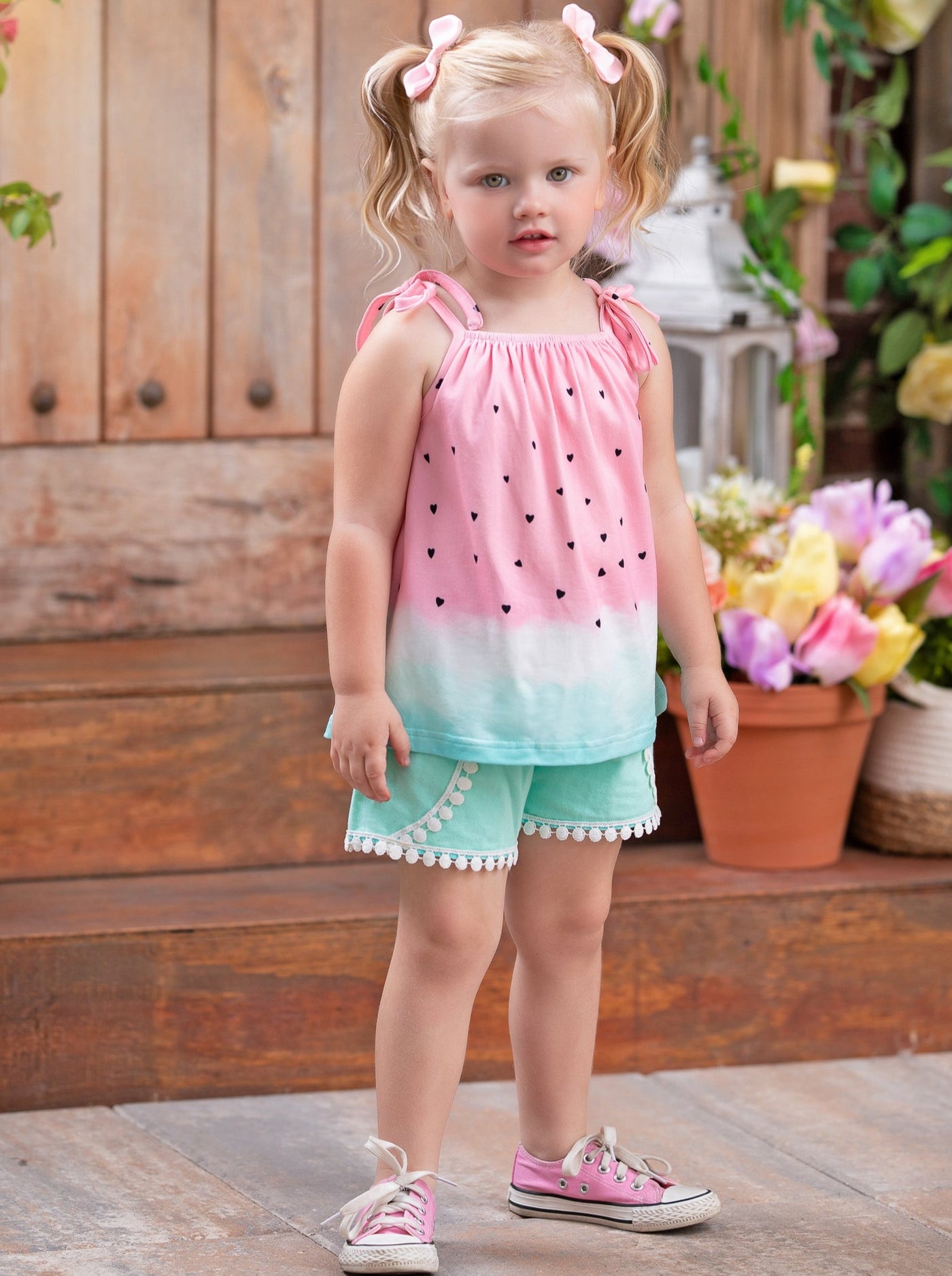Kids Spring Clothes | Girls Watermelon Tank Top & Pom-Pom Shorts Set