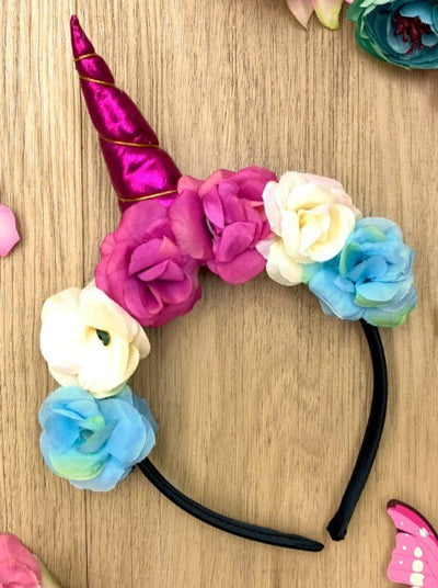 Kids Halloween Accessories | Flower Unicorn Headband | Mia Belle Girls