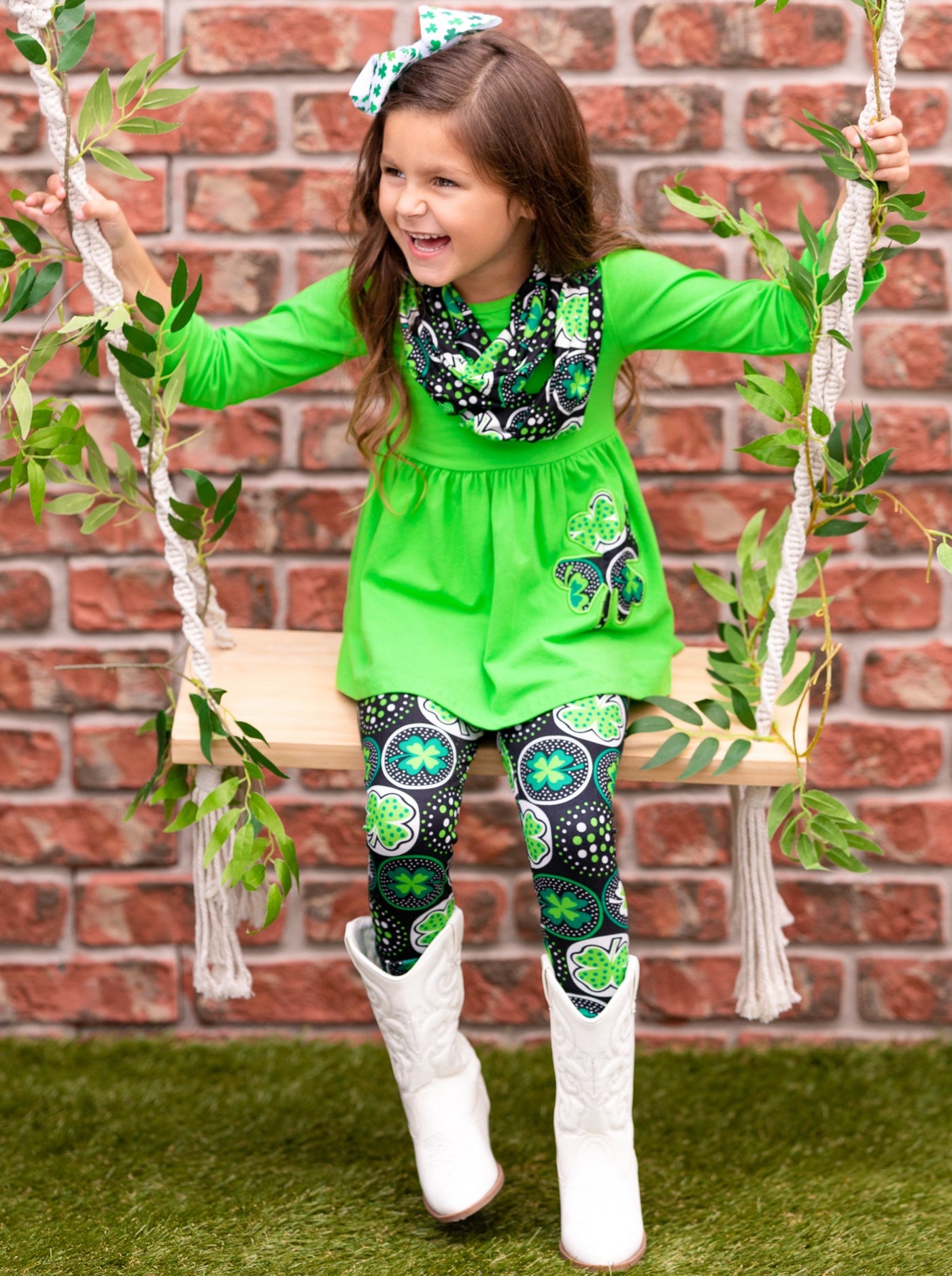 St. Patrick's Day Clothes | Long Sleeve Tunic, Scarf & Legging Set