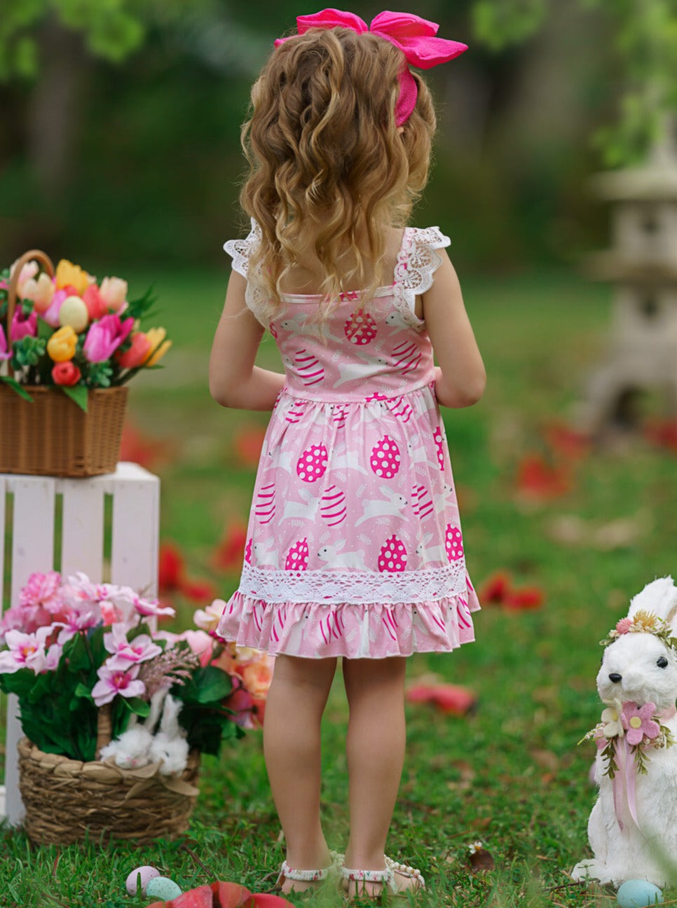 Mia Belle Girls Flutter Sleeve Scalloped Lace Dress | Easter Dresses