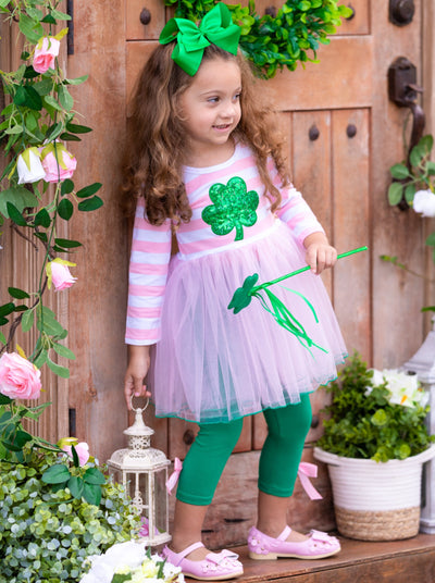 St. Patrick's Day Outfit | Girls Striped Tutu Tunic & Legging Set