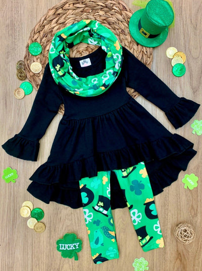 St. Patrick's Day Clothes | Leprechaun Hat Tunic, Scarf & Legging Set