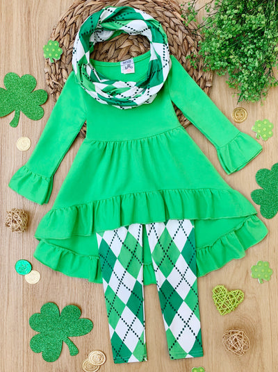 Mia Belle Girls St. Patrick's Day Tunic, Scarf And Legging Set