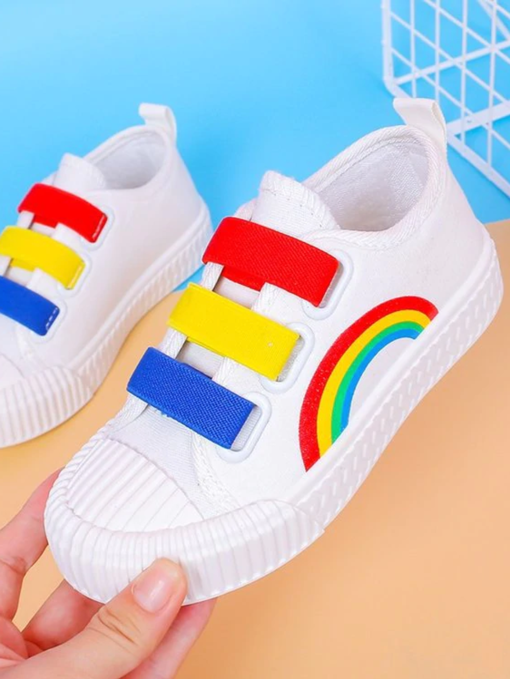 Happy Kicks Canvas Rainbow Sneakers By Liv and Mia