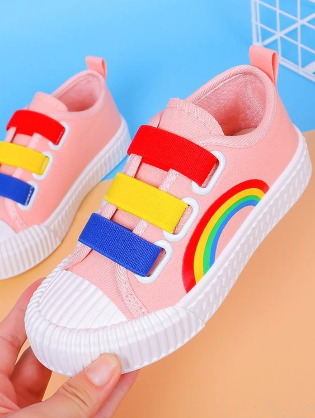 Back To School Shoes | Pink Canvas Rainbow Sneakers | Mia Belle Girls