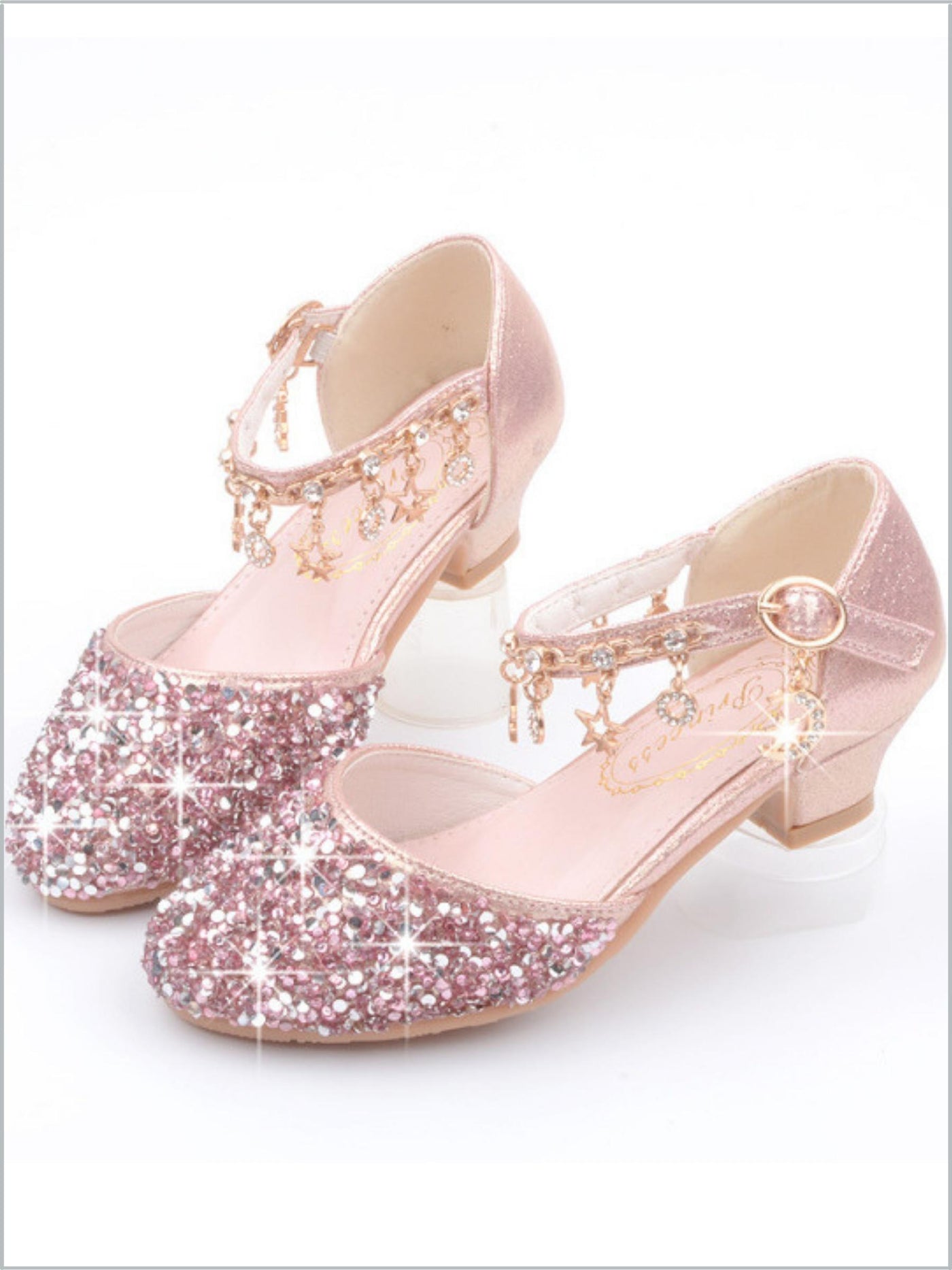Girls Princess Rhinestones with Pendant Strap Flats By Liv and Mia