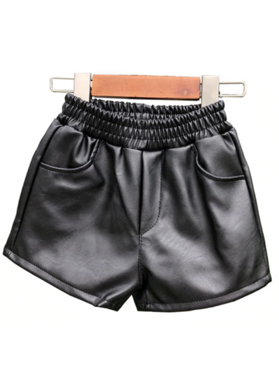 Mia Belle Girls Black Vegan Leather Shorts | Girls Fall Outfits