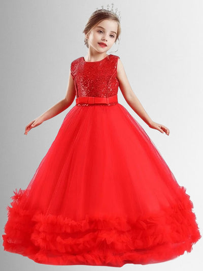 Little Girls Party Dresses | Sequin Embellished Tulle Holiday Gown
