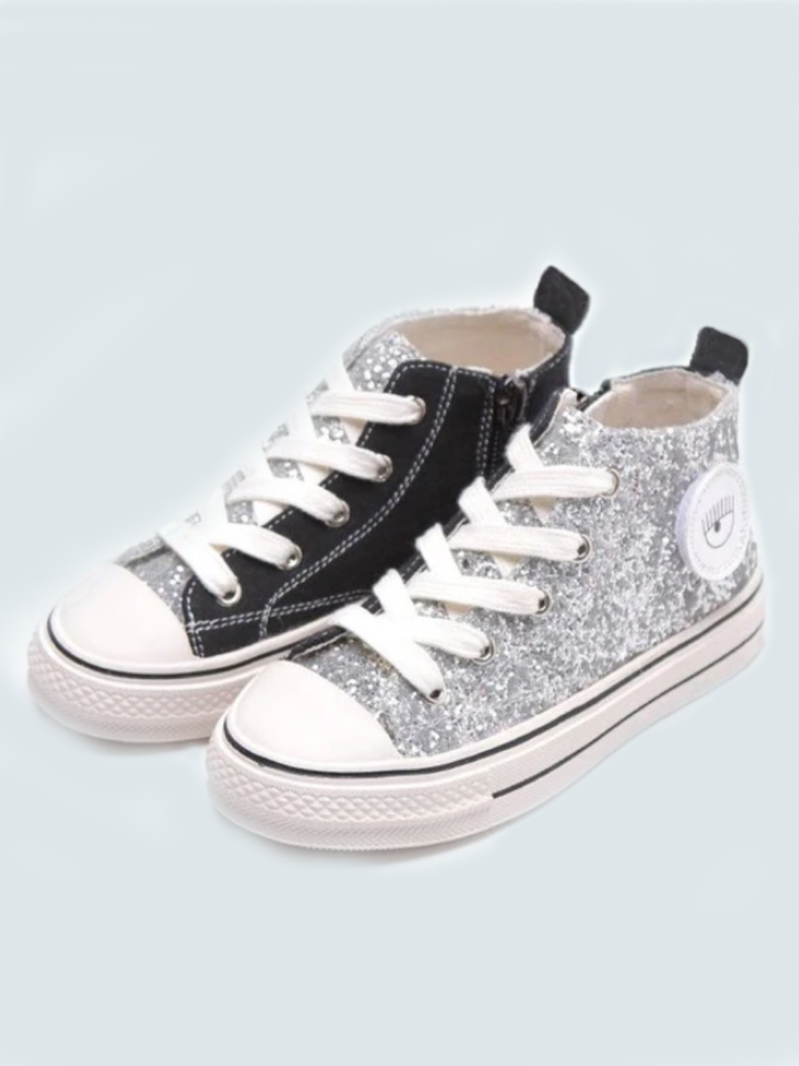Girls High Top Sparkle Glitter Sneakers By Liv and Mia