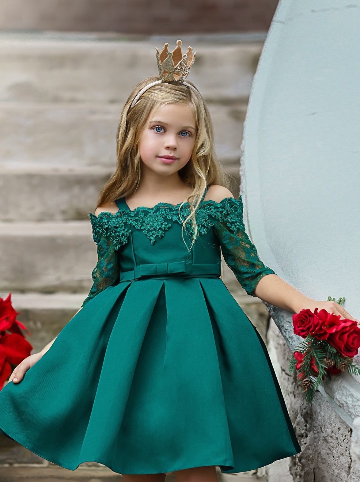 Girls Special Occasion Dress | Cold Shoulder Lace Holiday Dress