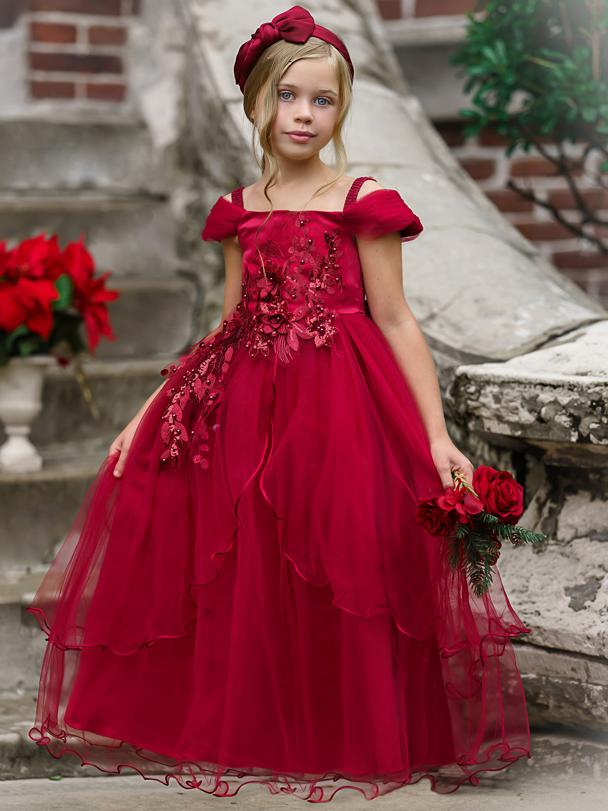 Girls Winter Formal Dress | Tulle Holiday Gown | Mia Belle Girls